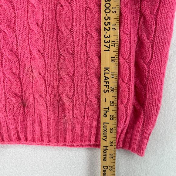 DEANS OF SCOTLAND Sweater S TRIMINGHAMS BERMUDA Cable Shetland Wool Pink HK VTG - Picture 12 of 13